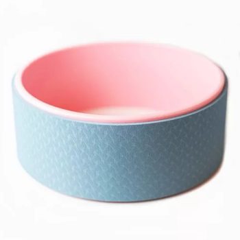 Jóga kerék sima felülettel, kék-mályva színben, puha EVA külső borítással