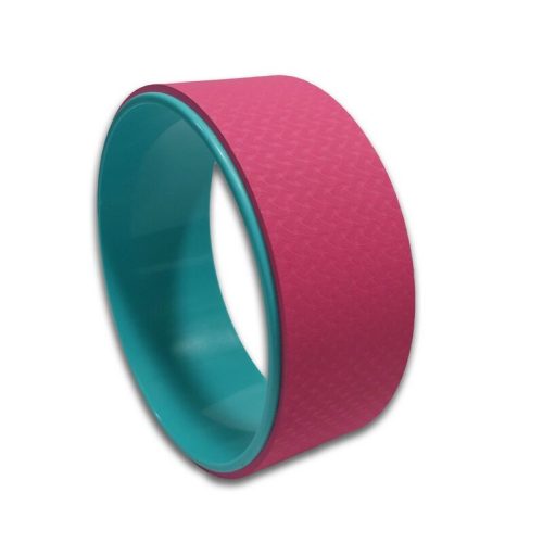 Jóga kerék sima felülettel, pink-türkiz színben, puha EVA külső borítással