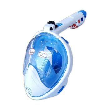Búvármaszk, sznorkelinghez, kamera tartóval S/M - Fehér-kék