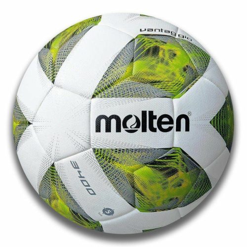 Futball labda, szintetikus bőr, fehér-ezüst-fekete-zöld, hybrid, FIFA, 5-ös méret, Molten