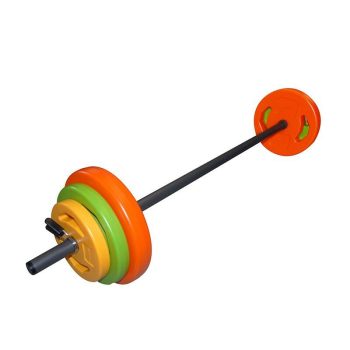   Súlyzókészlet, műanyag, színes, kétkezes rúddal, Tunturi - 20 kg